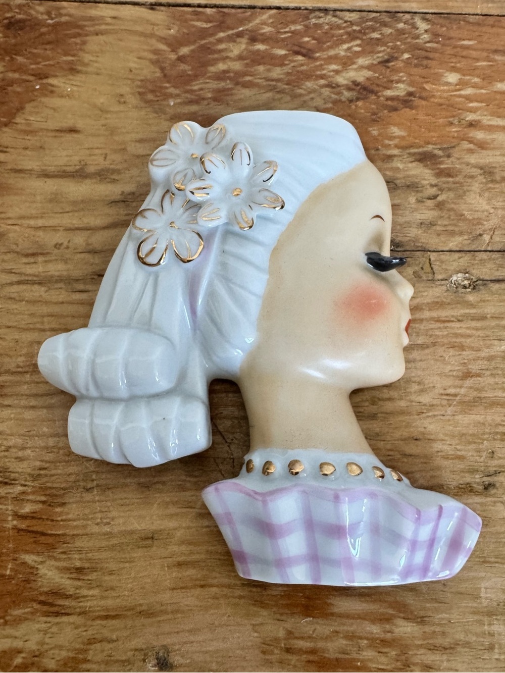 Ceramic wall pocket planter titled 'Lady Head Vase' by VGAGCO